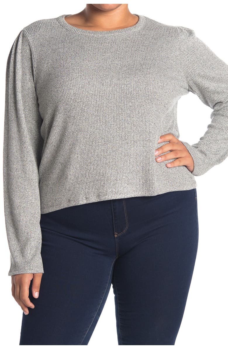 Madewell Rib Gathered Sleeve Top, Main, color,