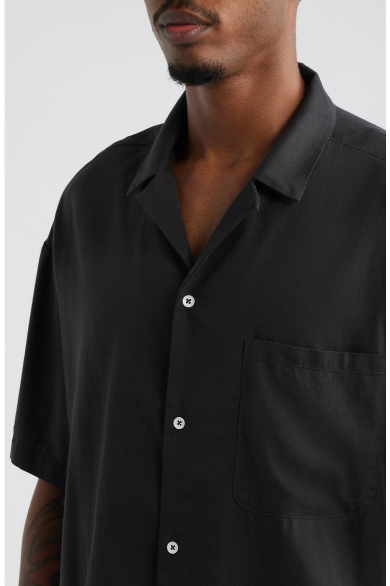 Boxy Camp Shirt, Alternate, color, BLACK