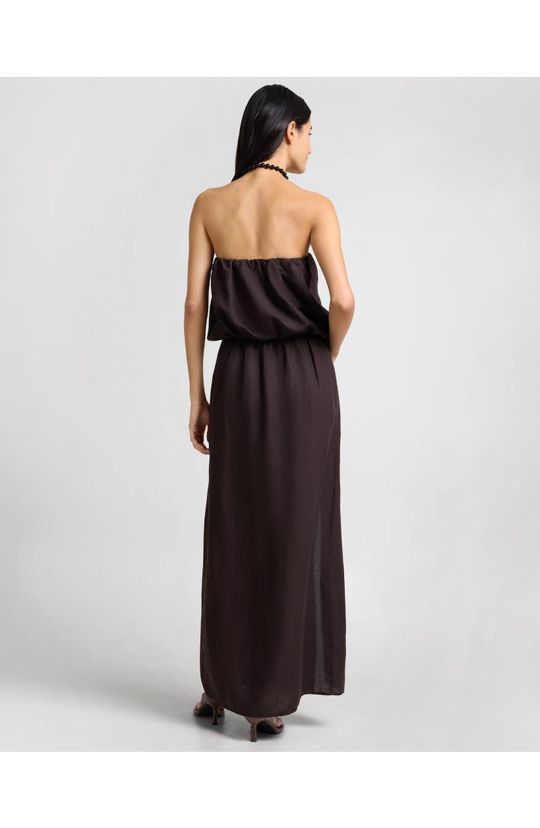 Onia Air Linen High Slit Maxi Dress, Alternate, color, Espresso
