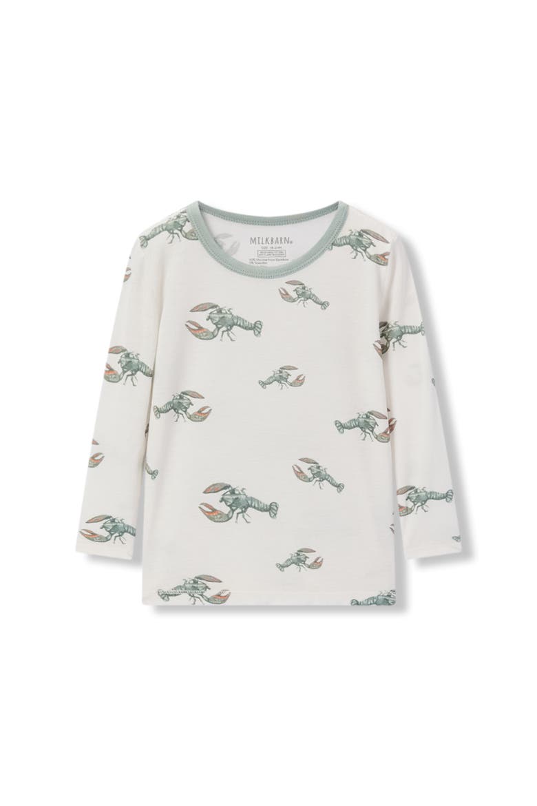 Luxe Stretch Long Sleeve Two Piece Pajama Set, Alternate, color, Mint Lobster
