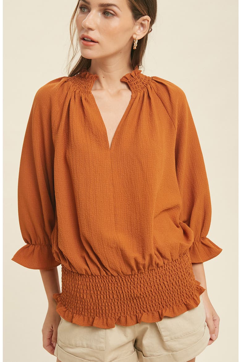 Textured Smocked Ruffle Top, Alternate, color, GUCCI