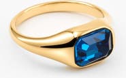 Meideya Blue Emerald Cut Ring