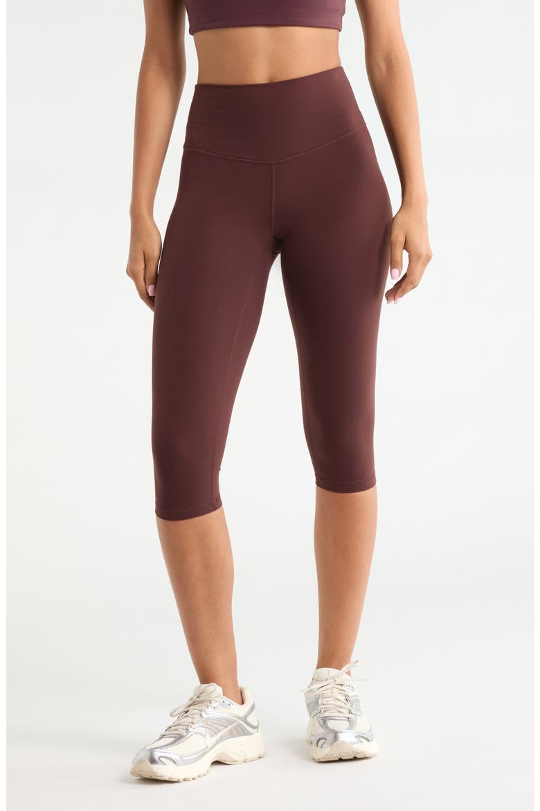 Studio Luxe High Waist Capri Leggings, Main, color, BROWN RISTRETTO