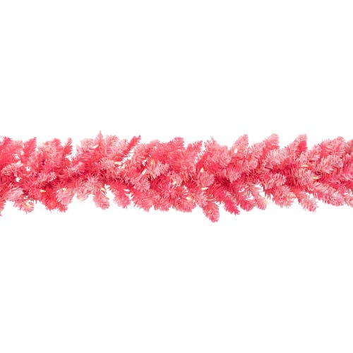 Northlight Pre-lit Flocked Artificial Christmas Garland In Pink