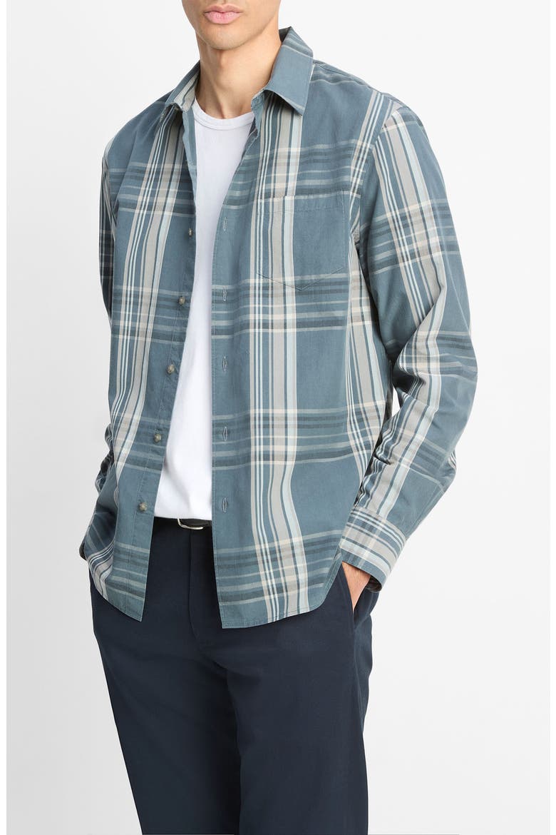 Lorimer Plaid Button-Up Shirt, Alternate, color, HARBOR BLUE COMBO