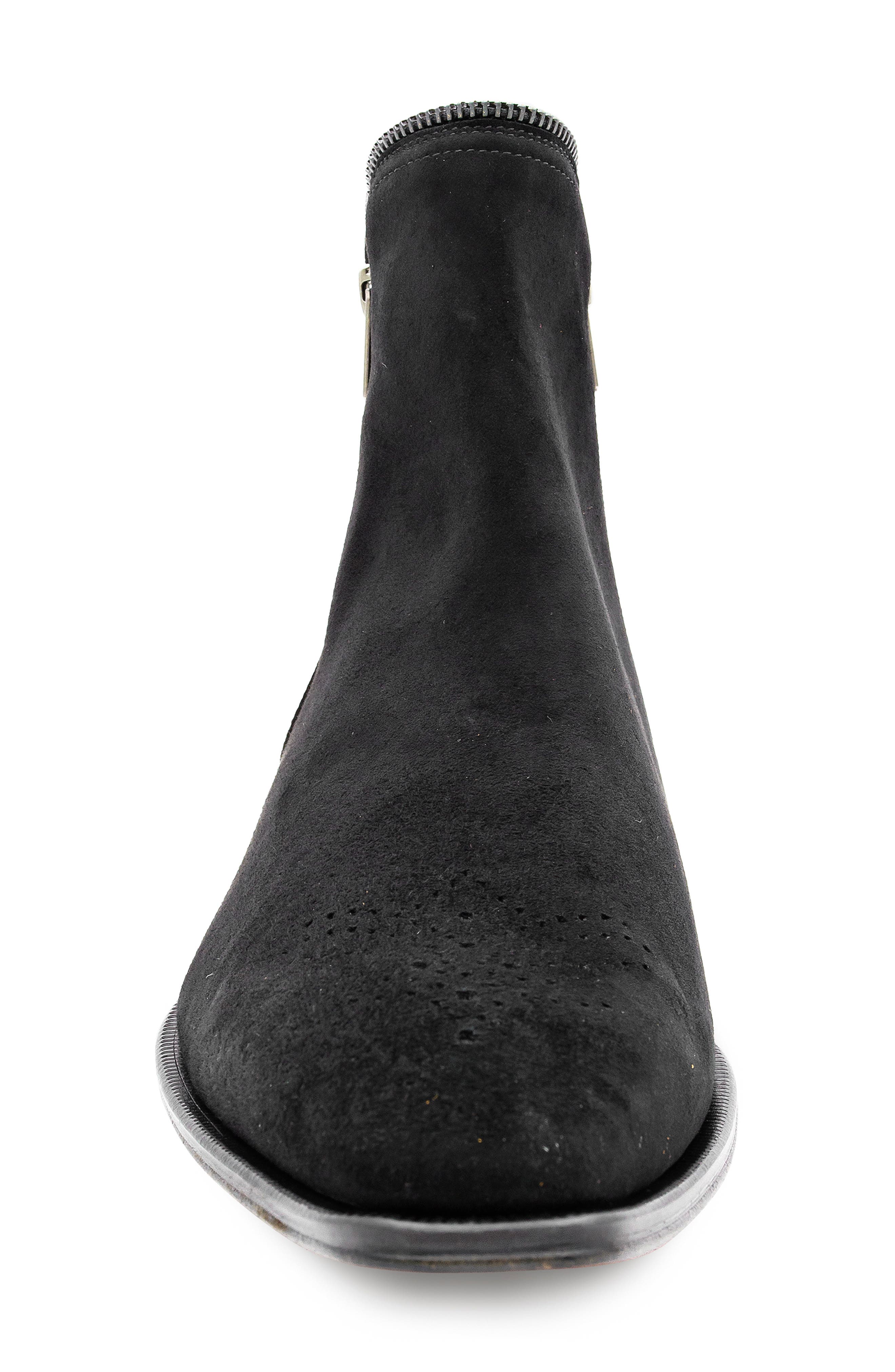 Mezlan Moretti Suede Zip Boot, Alternate, color, Black