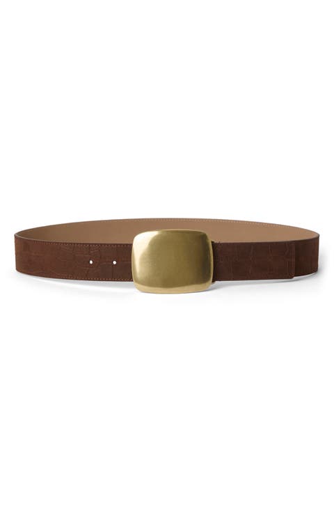 Leighton Croc Embossed Leather Belt