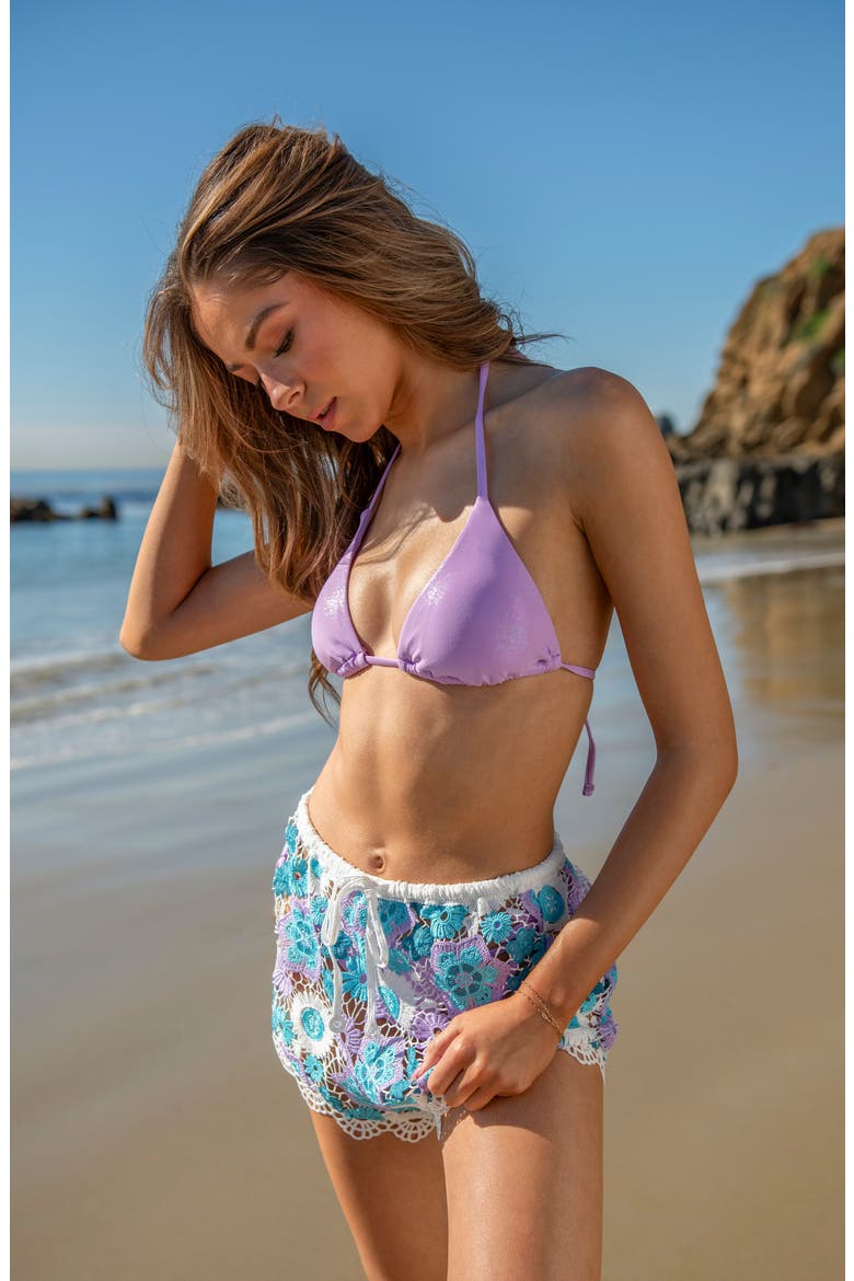 Iridescent Mermaid Triangle Bikini Top, Alternate, color, VIOLET
