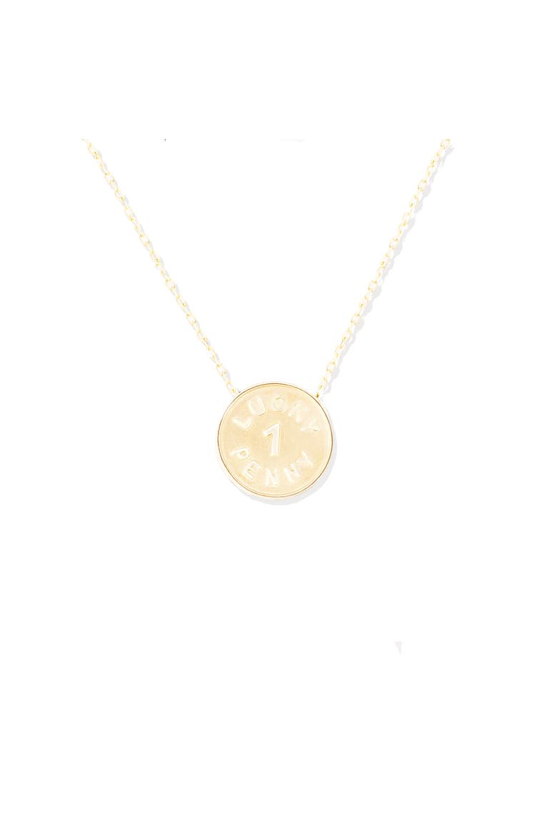 Juju Lucky Penny Charm Necklace, Alternate, color, Gold