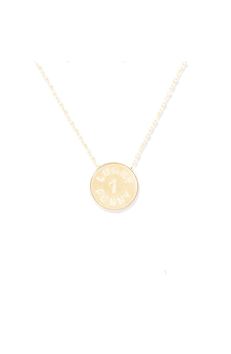 Campbell + Charlotte Juju Lucky Penny Charm Necklace, Alternate, color, Gold