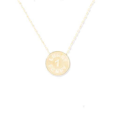 Campbell + Charlotte Juju Lucky Penny Charm Necklace In Neutral