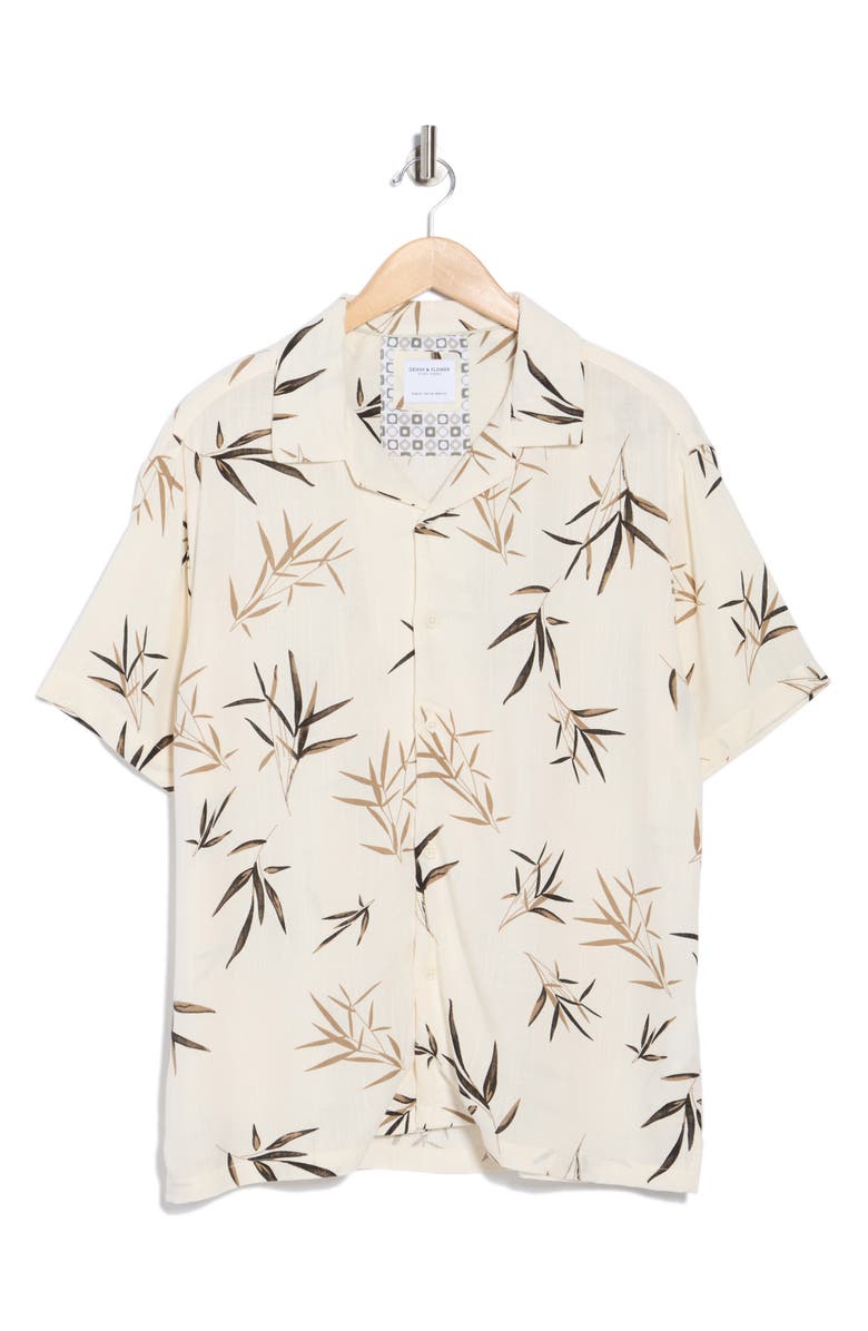 DENIM AND FLOWER Front Camp Shirt, Alternate, color, Cream