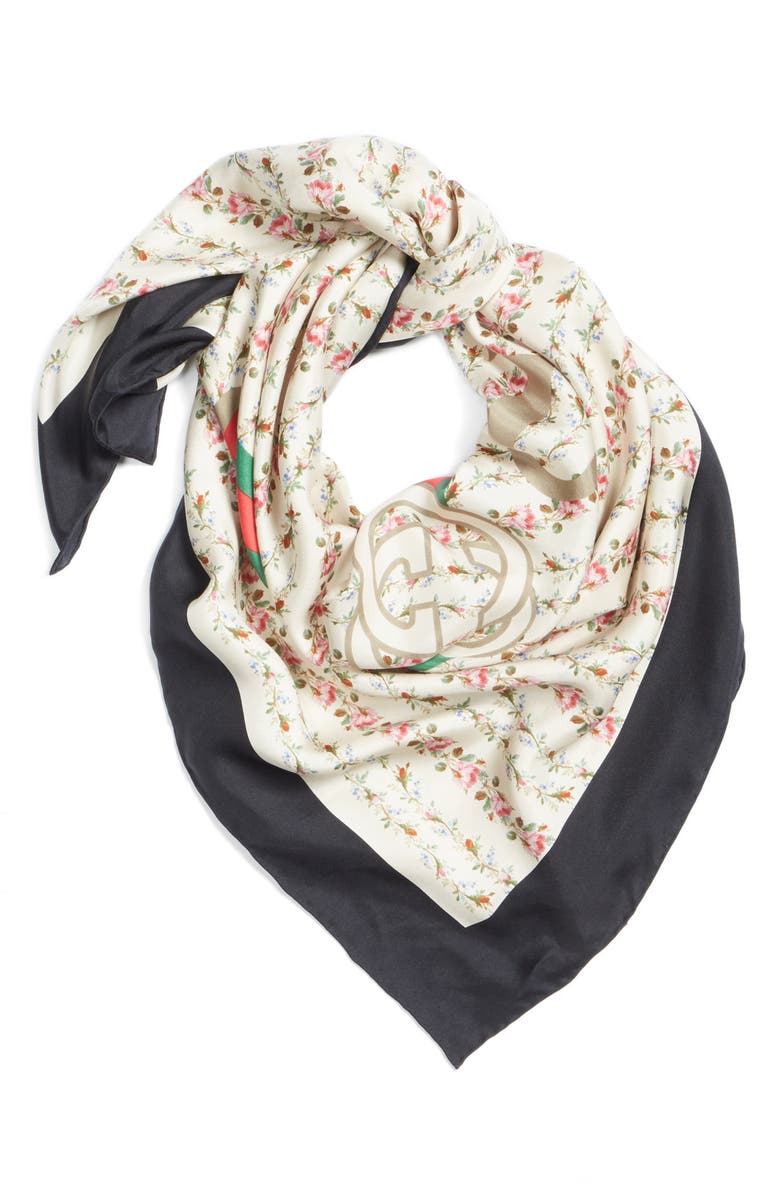 Gucci New Flora Silk Scarf, Alternate, color,