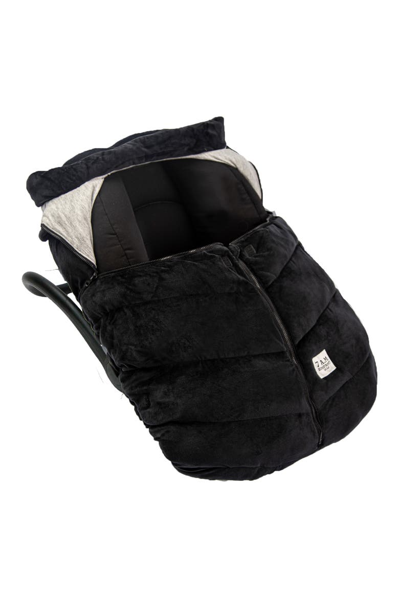 7 A.M. Faux Shearling Trim Car Seat Cocoon, Alternate, color, BLACK