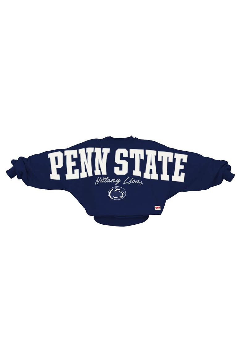 Women's Pressbox  Navy Penn State Nittany Lions Flannigan Oversized Dolman Pullover Sweatshirt, Main, color, Navy