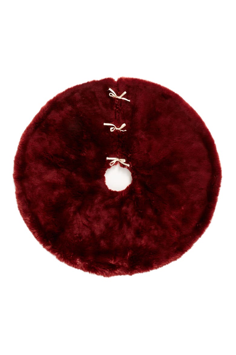 Cuddle Up Faux Fur Tree Skirt, Main, color, RED GRAPE