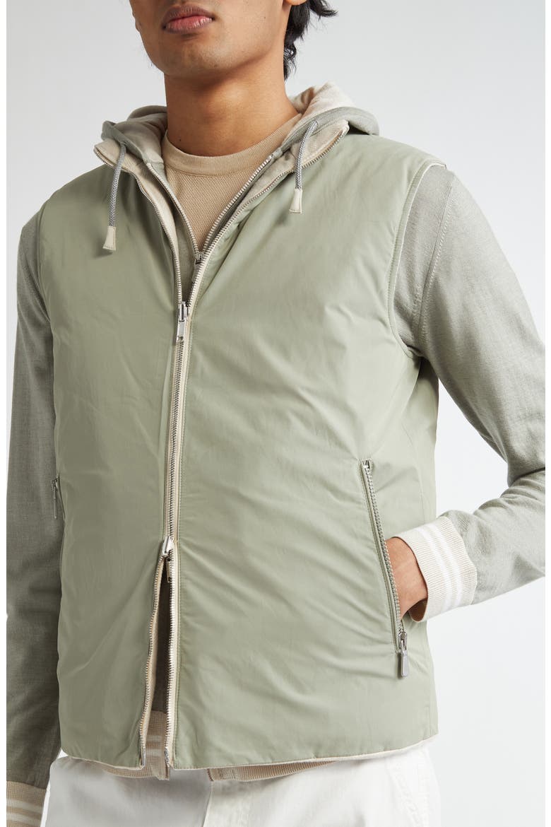 Reversible Linen Down Puffer Vest, Alternate, color, 02-07 SAND AND SAGE