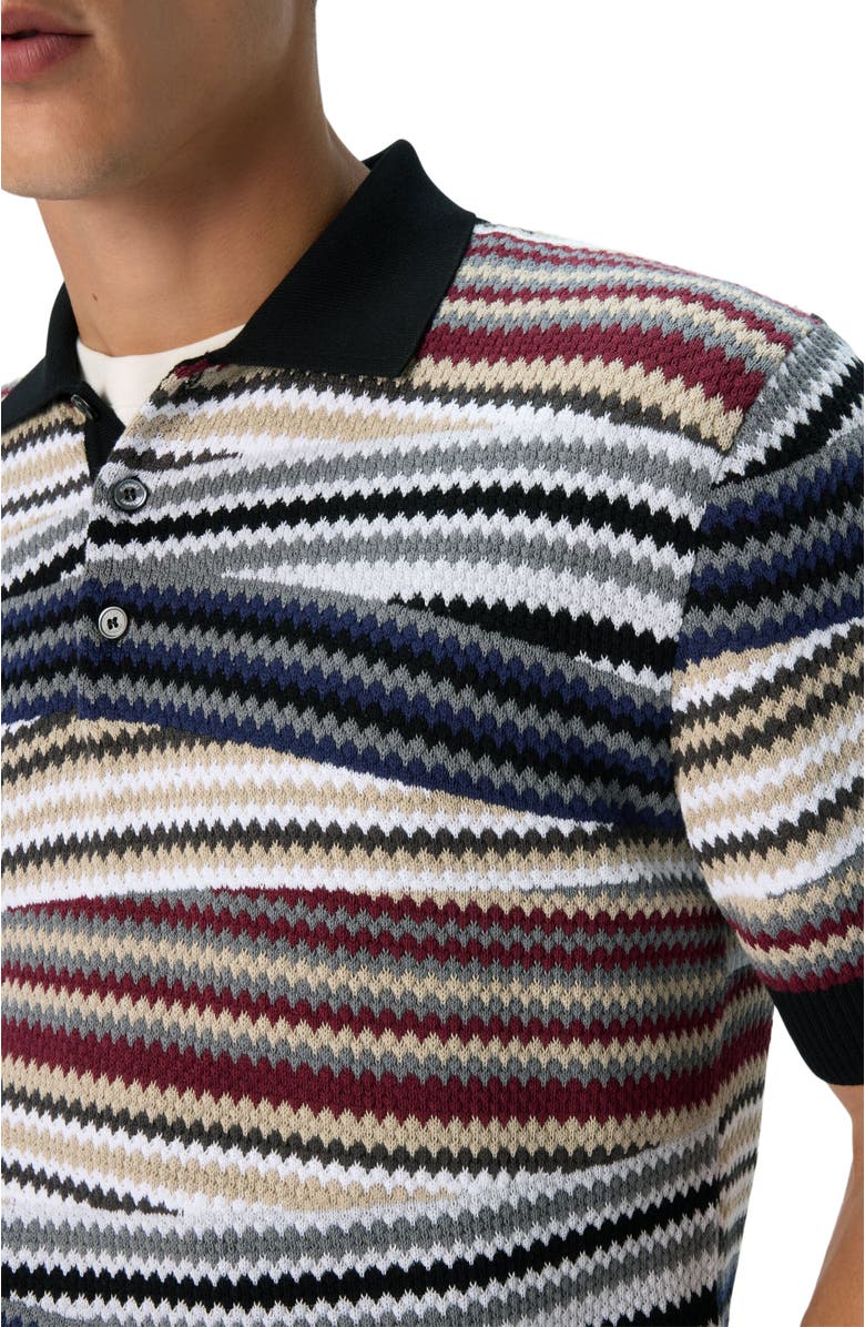 Missoni Short Sleeve Polo With Buttons And Striped Zigzag Pattern, Alternate, color, Multicoloured