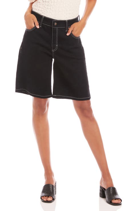 Contrast Stitch Denim Bermuda Shorts