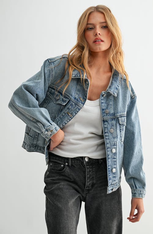 Jemina Denim The Aura Cropped Denim Jacket In Blue