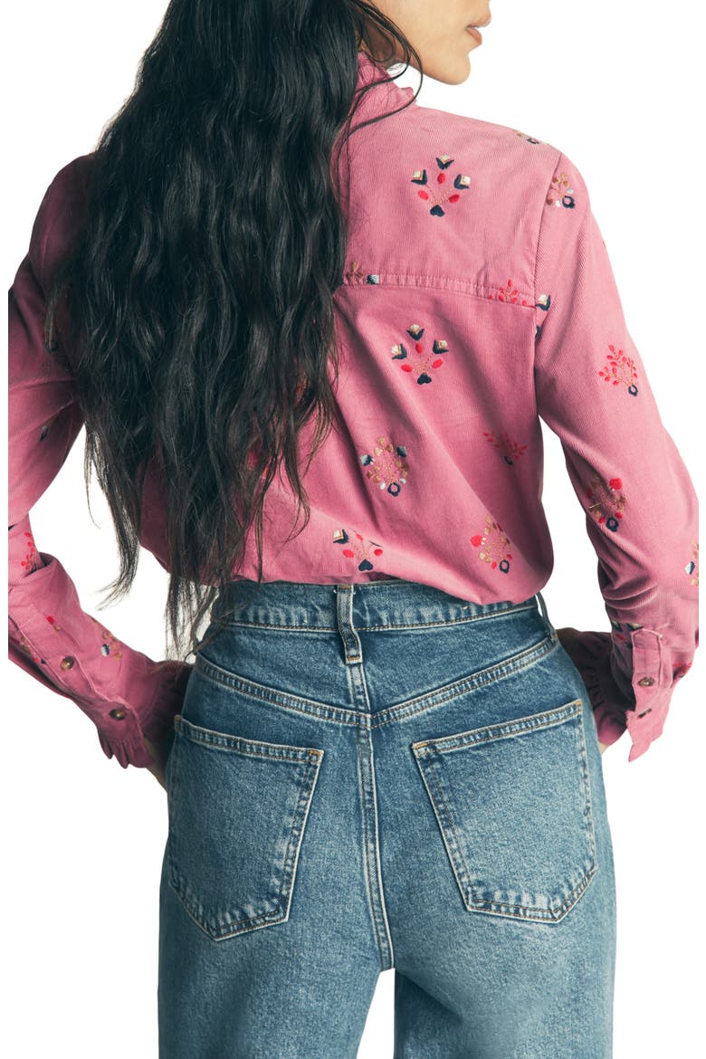Sienna Embroidered Frill Corduroy Shirt, Alternate, color, HEATHER ROSE, FLORAL STAMP EMB