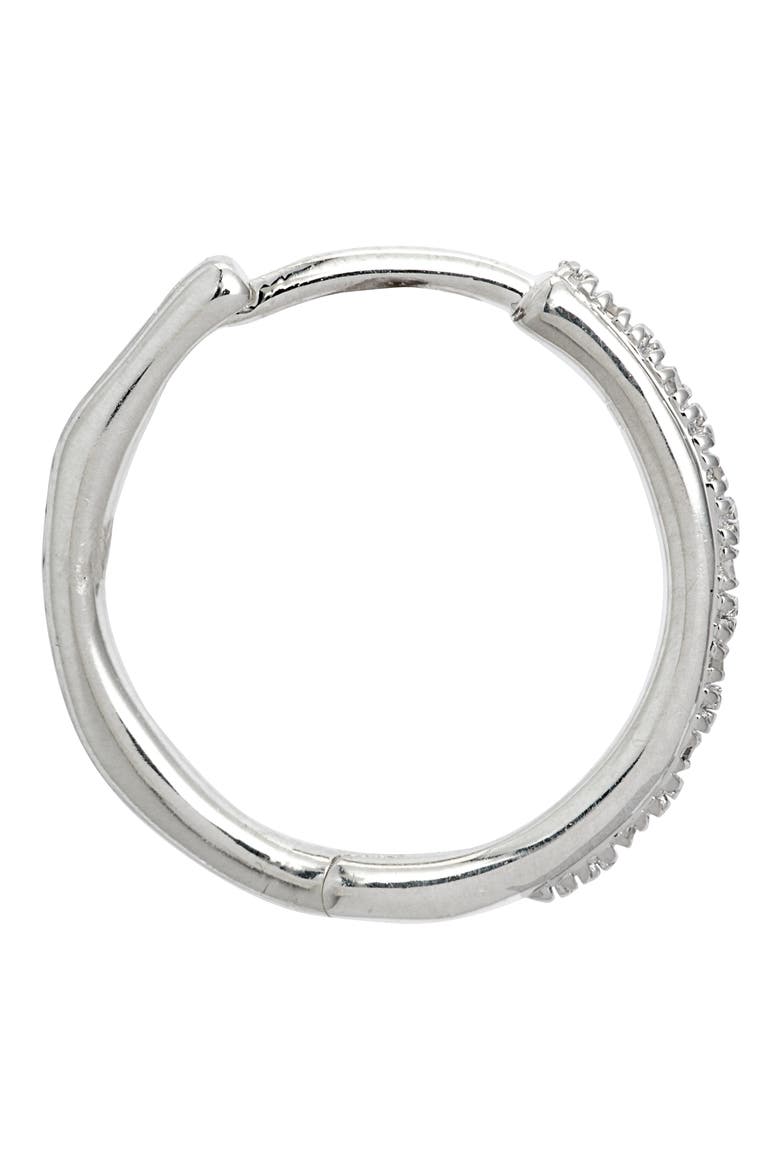 Small Riva Wave Diamond Hoop Earrings, Alternate, color, SILVER