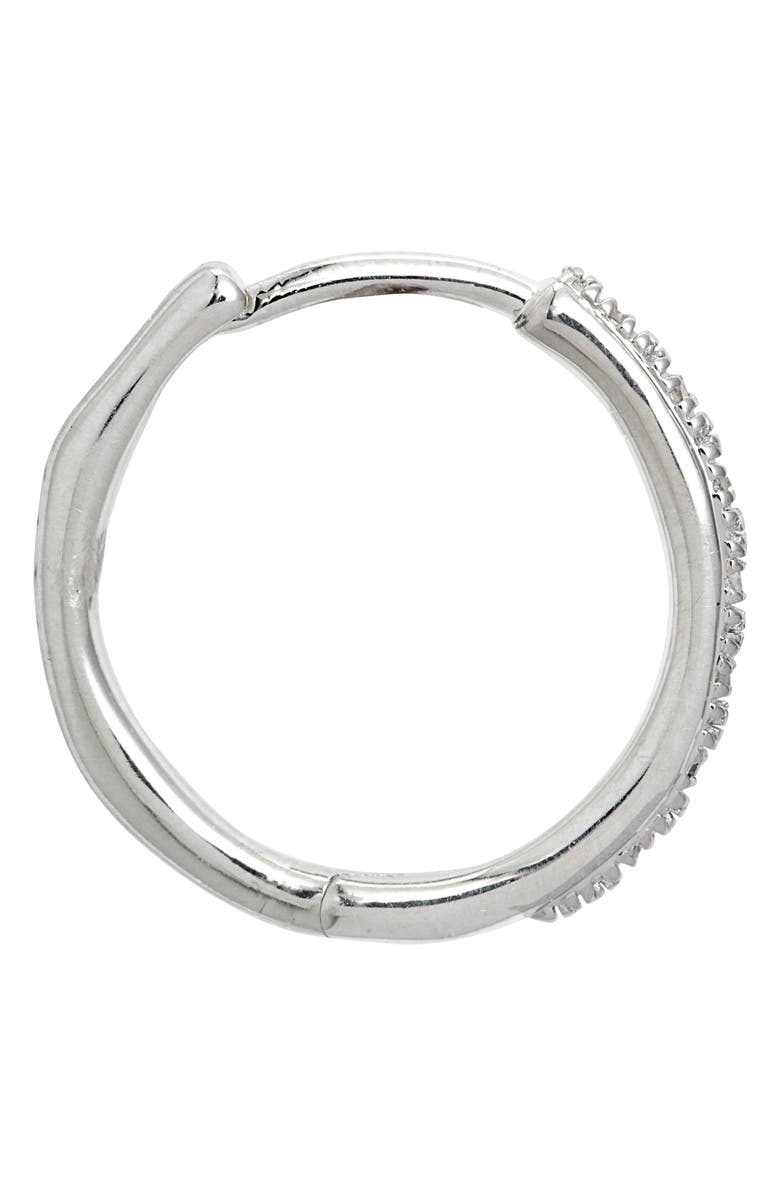 Monica Vinader Small Riva Wave Diamond Hoop Earrings, Alternate, color, Silver