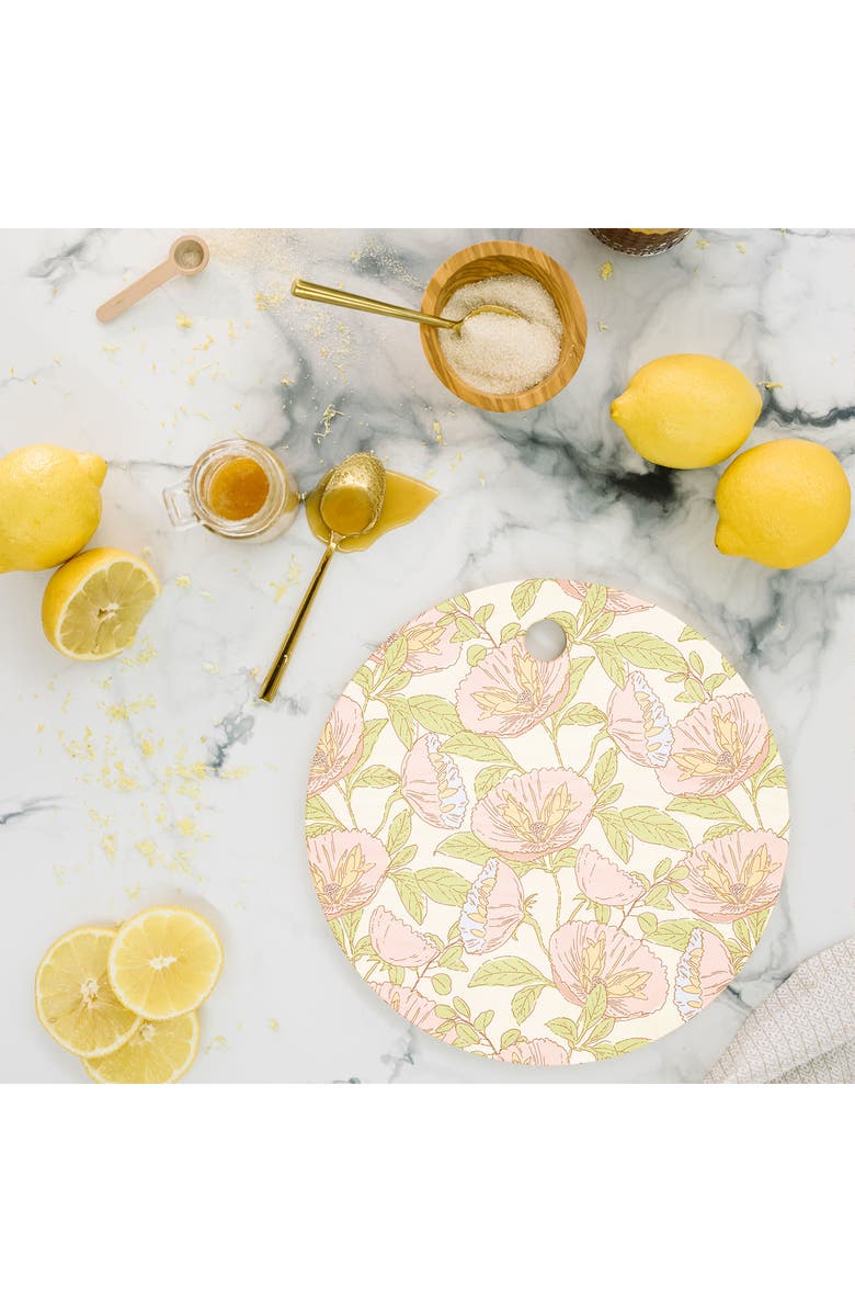 Deny Designs Cosmos Cream Wood Cutting Board, Alternate, color, Green