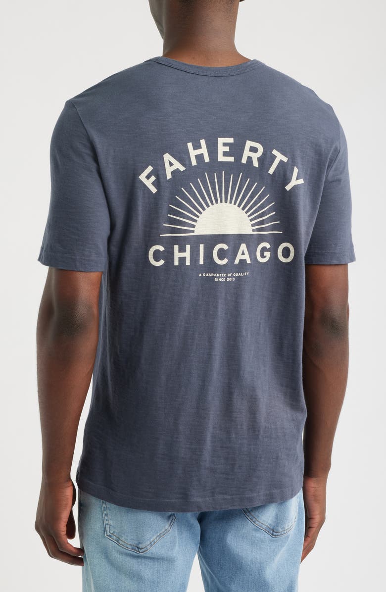 Faherty Sunwashed Chicago Graphic Pocket T-Shirt, Alternate, color, Dune Navy