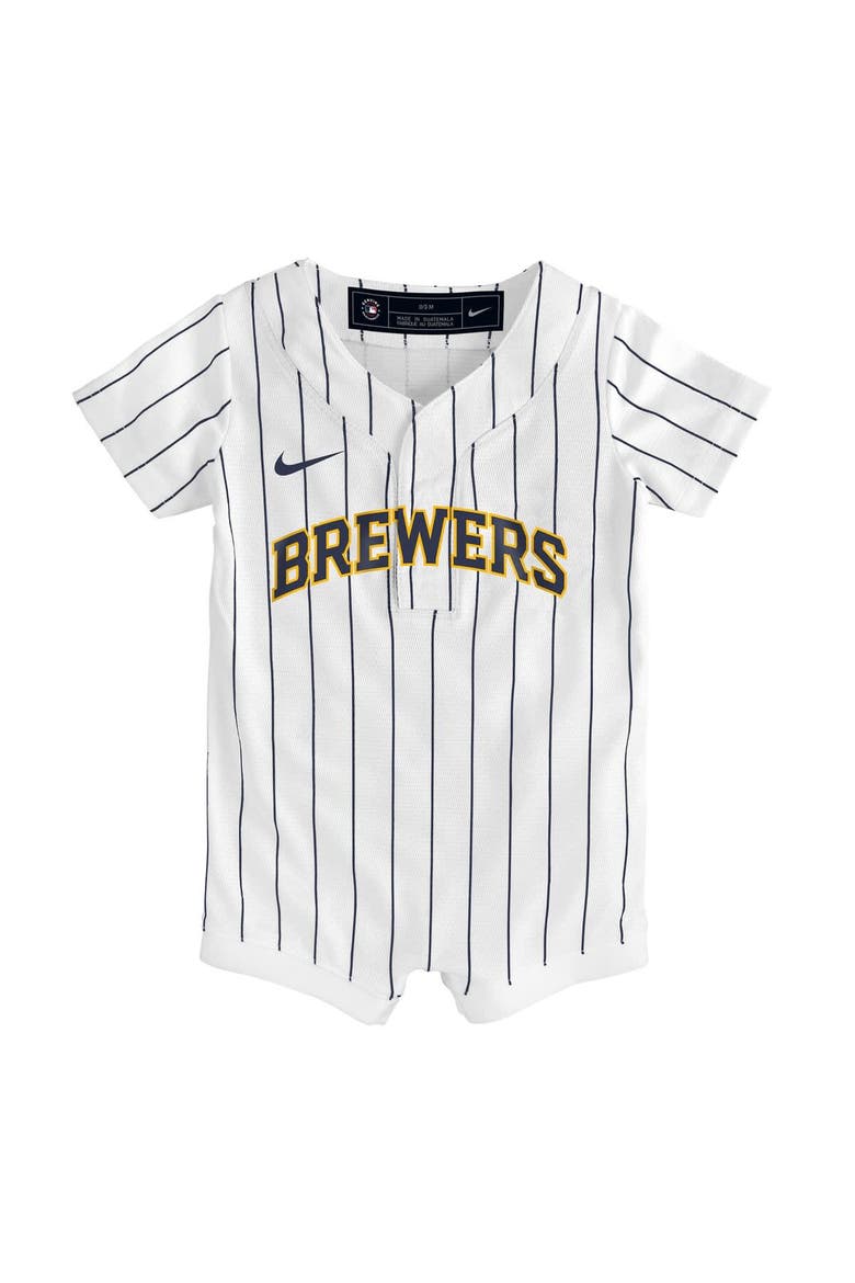 Newborn & Infant Nike White Milwaukee Brewers Alternate Replica Romper Jersey, Alternate, color, White