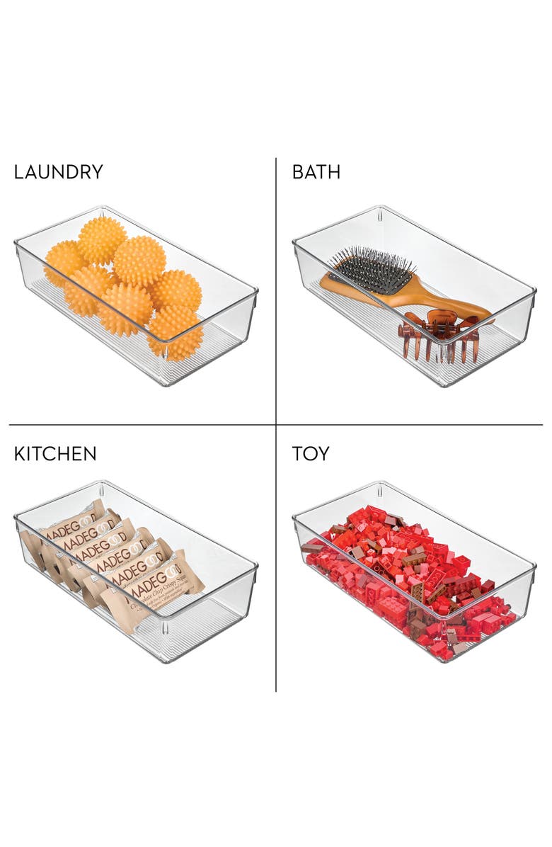iDesign Plastic Dresser Drawer Organizer for Bedroom - Set of 3 - Clear, Alternate, color, Clear