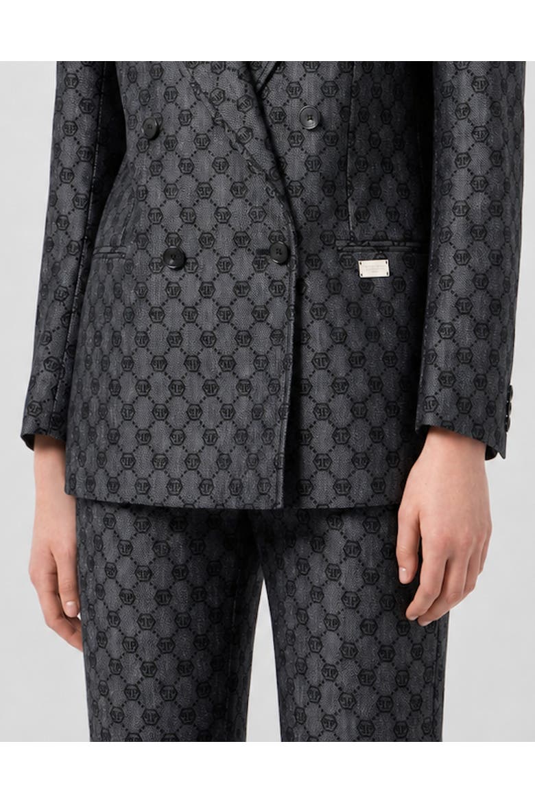 Double-Breasted Dame Fit Blazer Monogram Women, Alternate, color, black