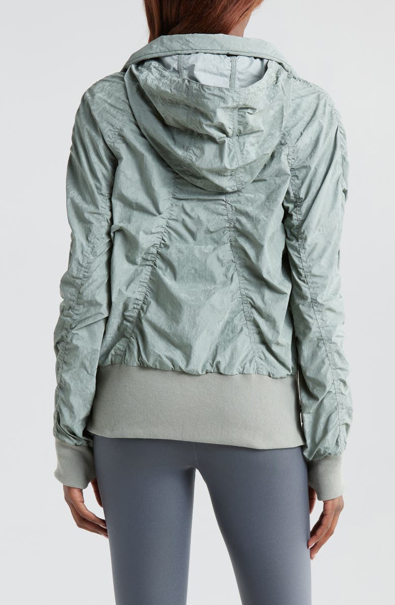 Blanc Noir Regina Water Repellent Ruched Bomber Jacket, Alternate, color,