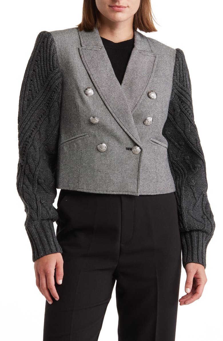 Veronica Beard Eamon Mixed Media Double Breasted Jacket, Main, color,