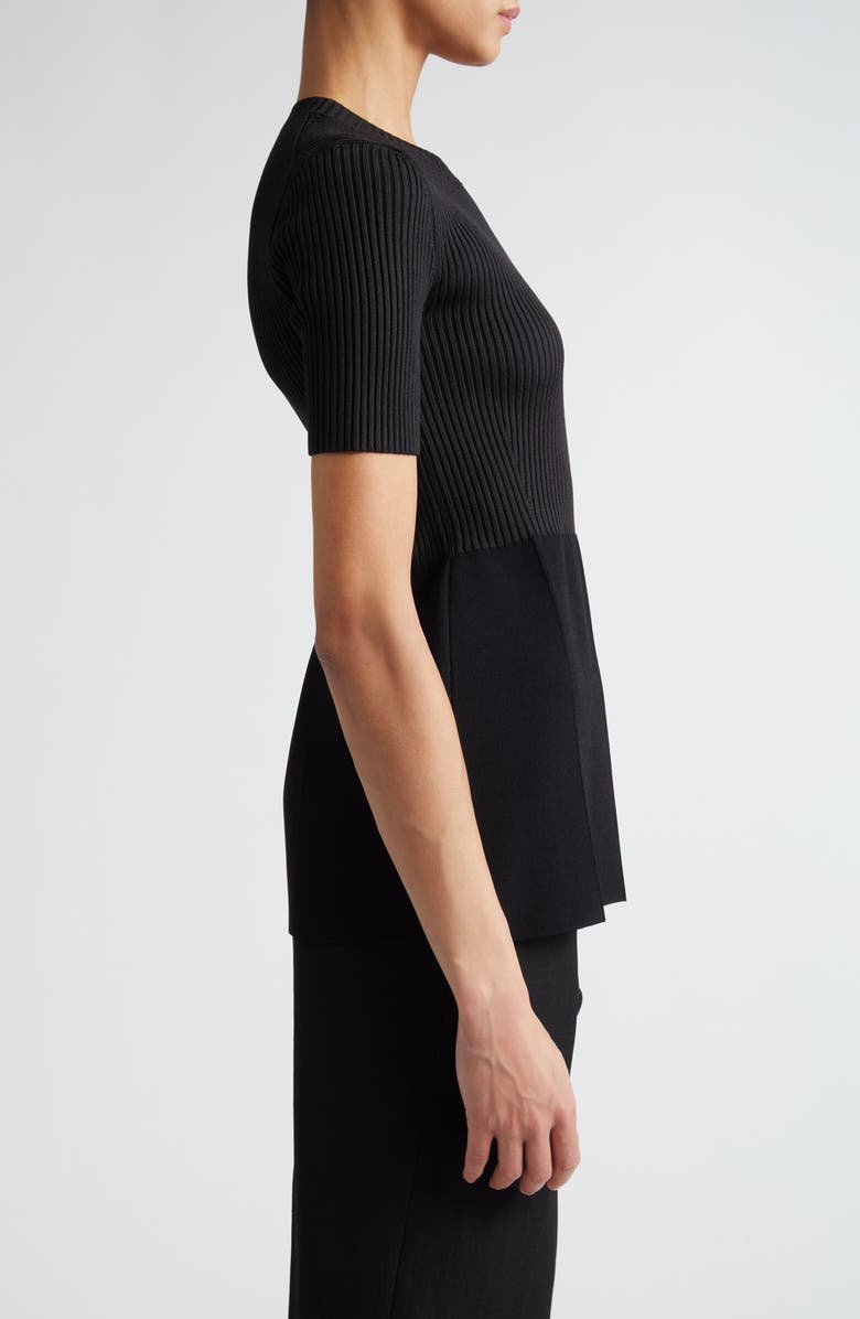 Jil Sander Peplum Rib Crewneck Top, Alternate, color,