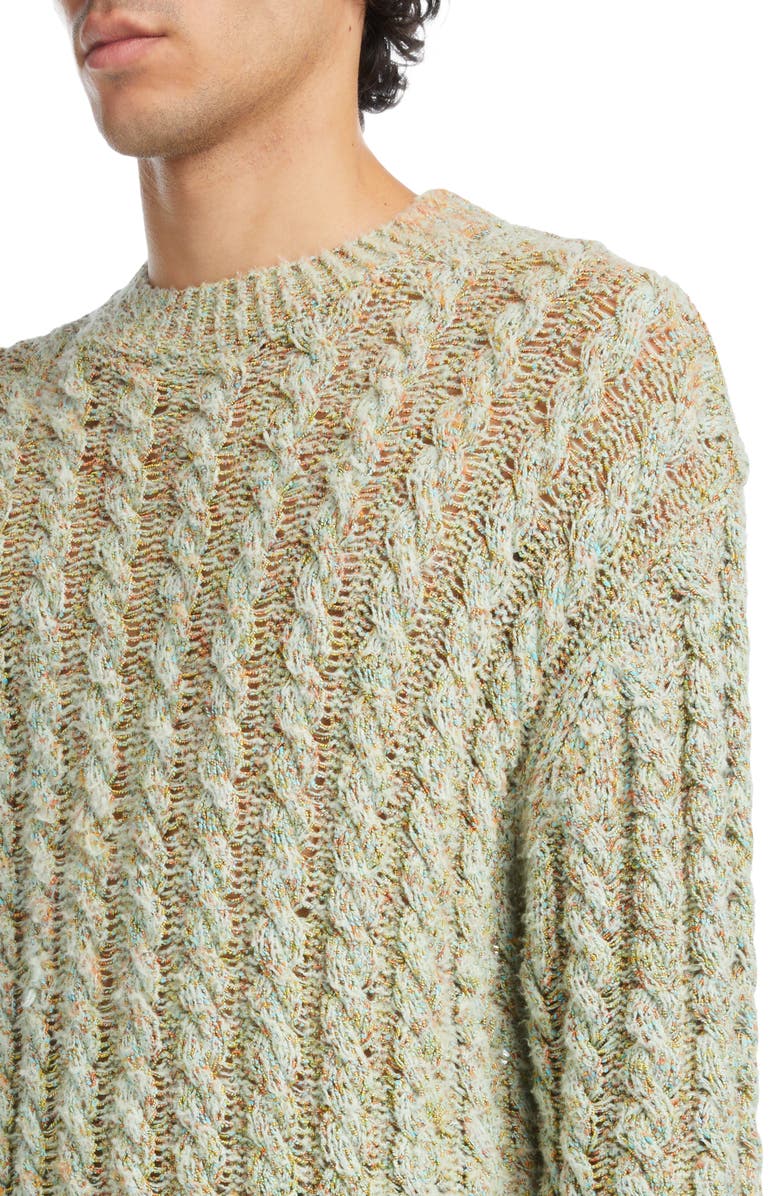 Acne Studios Marled Cable Knit Cotton Blend Sweater, Alternate, color,