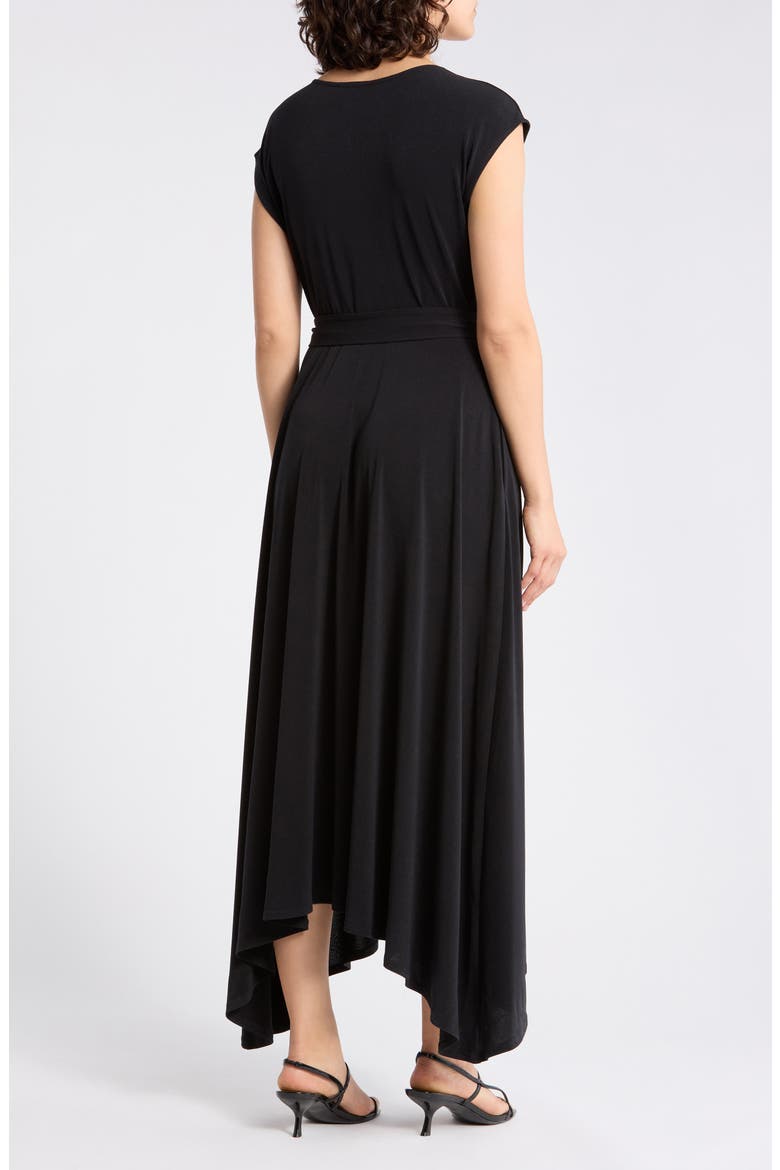 Belted Cowl Neck Handkerchief Dress, Alternate, color, BLACK
