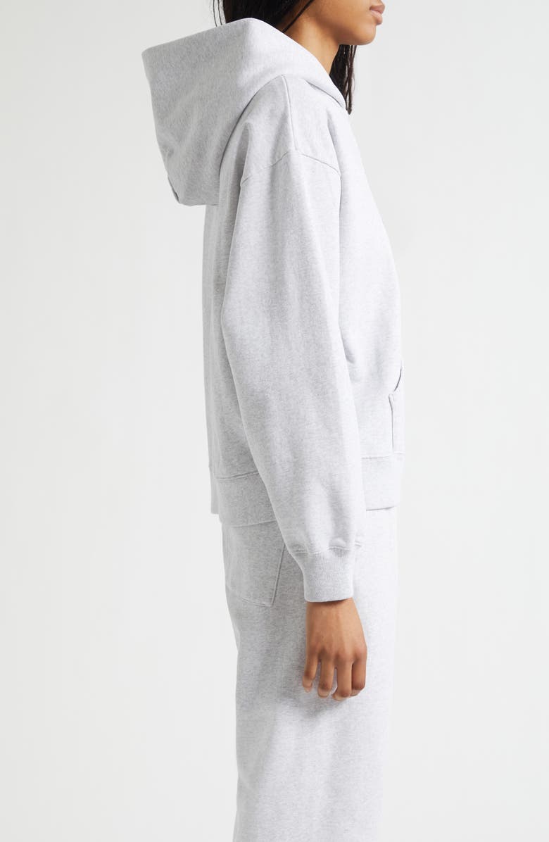 Sporty & Rich Ivy Logo Appliqué Cotton Graphic Zip-Up Hoodie, Alternate, color, Heather Gray