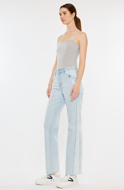 Kancan Maple High Rise Straight Jeans In Light In Blue