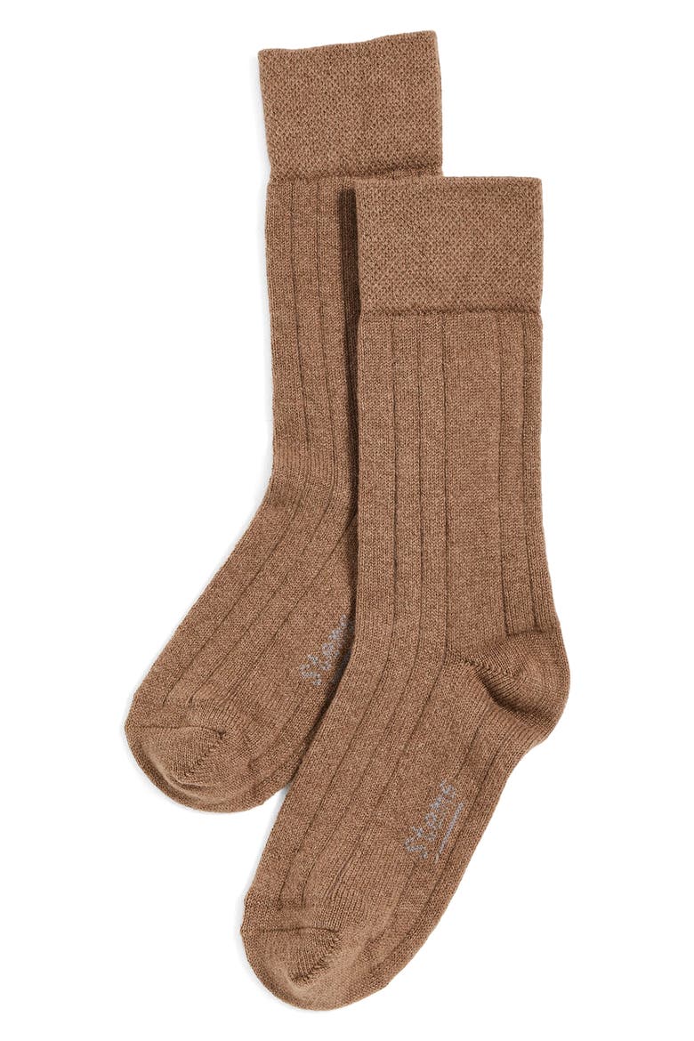 Stretch Cashmere Crew Socks, Main, color, CHESTNUT