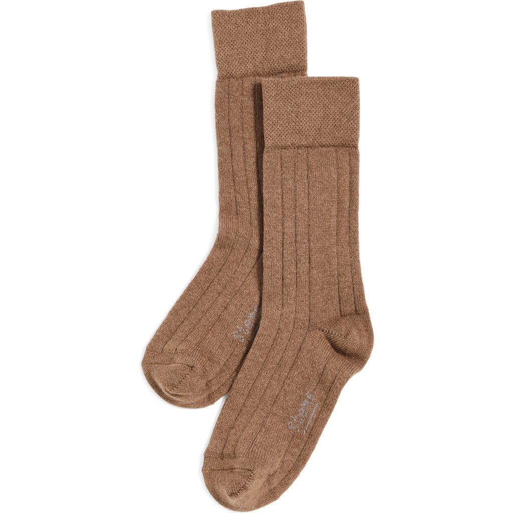 Stems Stretch Cashmere Crew Socks In Brown