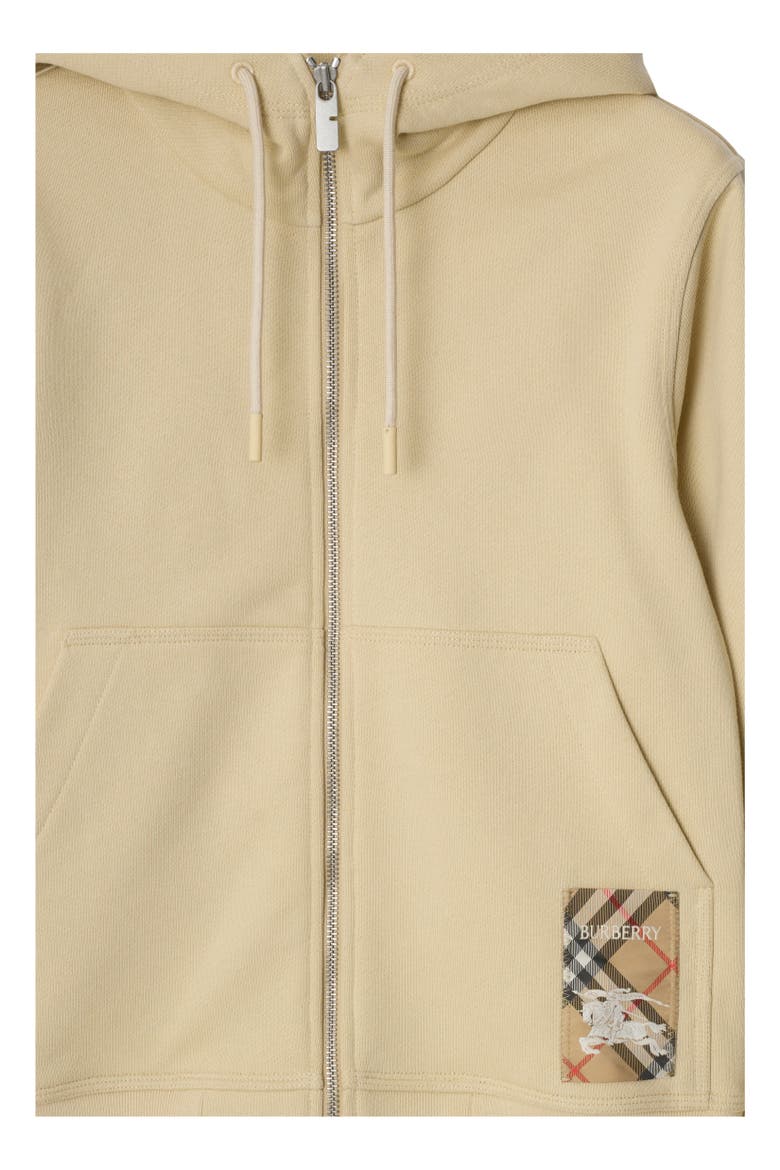 Check Label Cotton Zip Hoodie, Alternate, color, Nutmeg beige