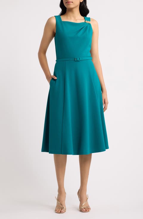 Embellished Sleeveless Crepe Dress