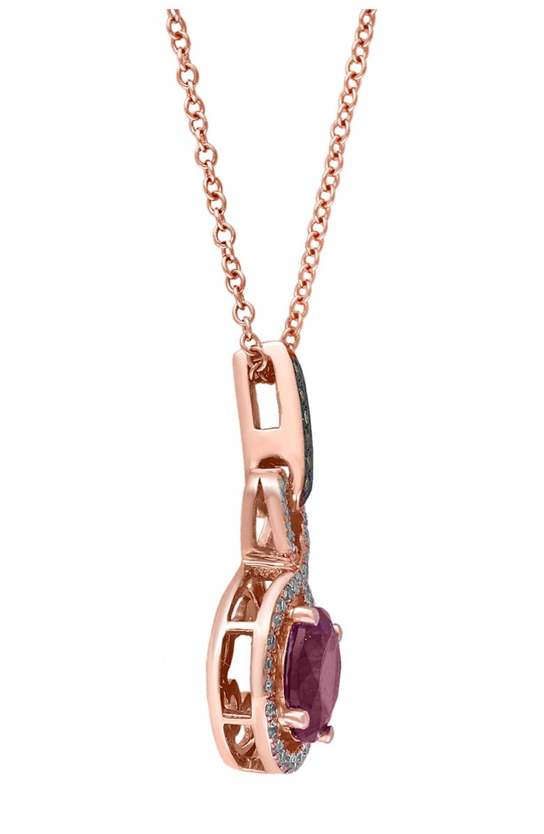 EFFY 14K Rose Gold Rhodolite Pave Diamond Pendant Necklace, Alternate, color,