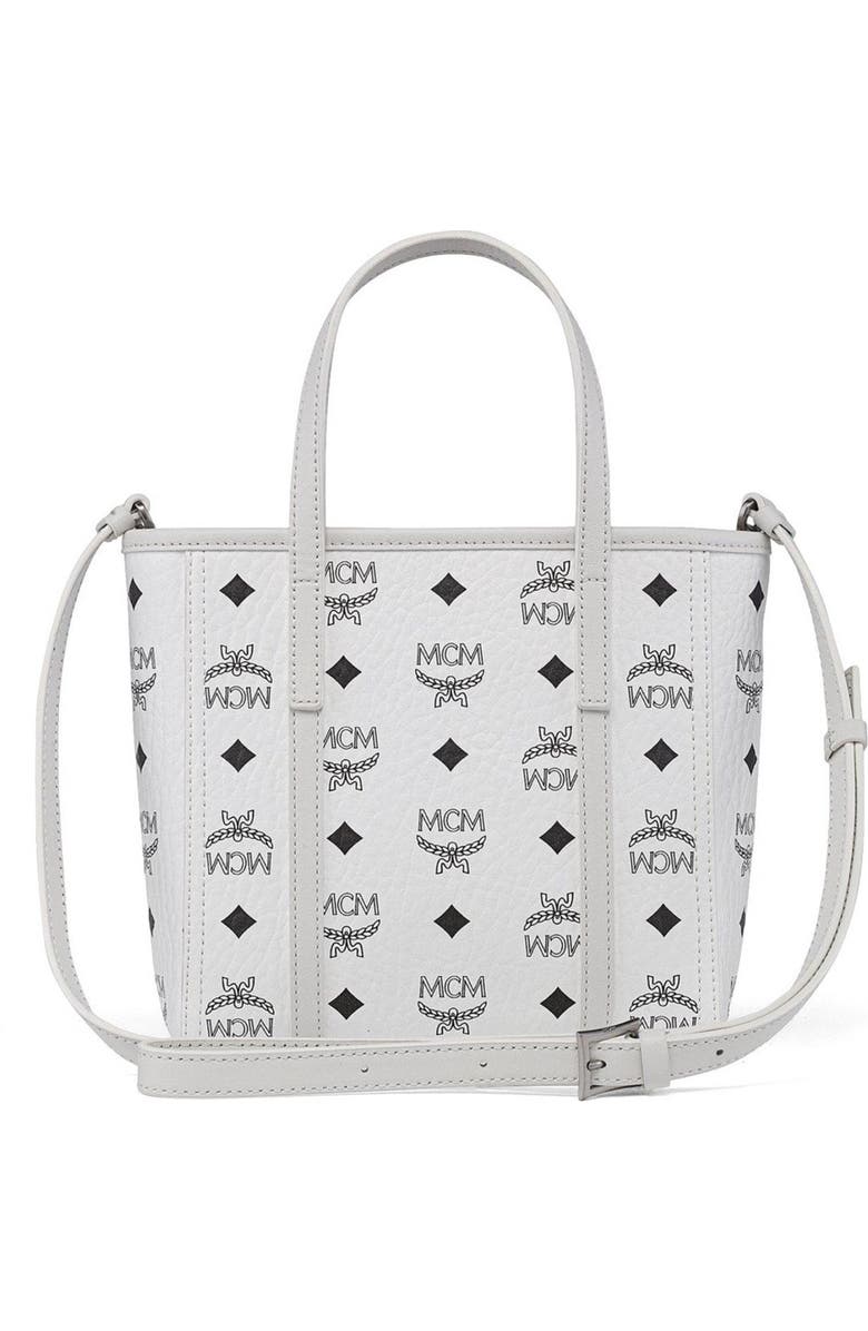 MCM Toni Top-Zip Shopper in Visetos, Alternate, color, White