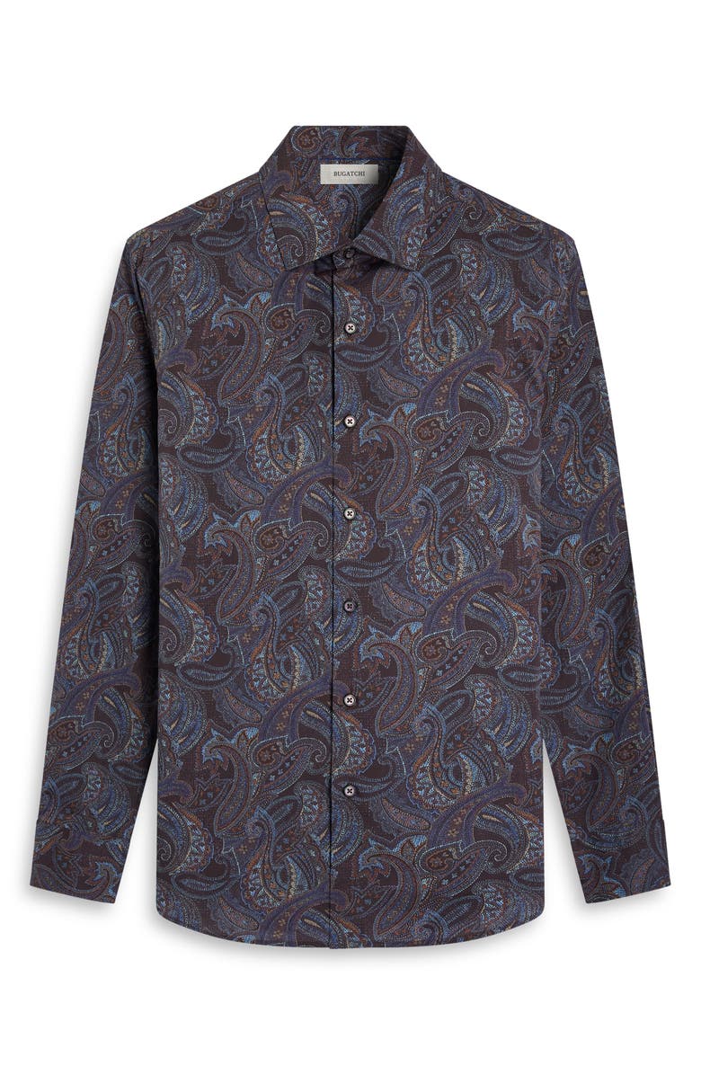Bugatchi Axel Shaped Fit Paisley Button-Up Shirt, Alternate, color, 