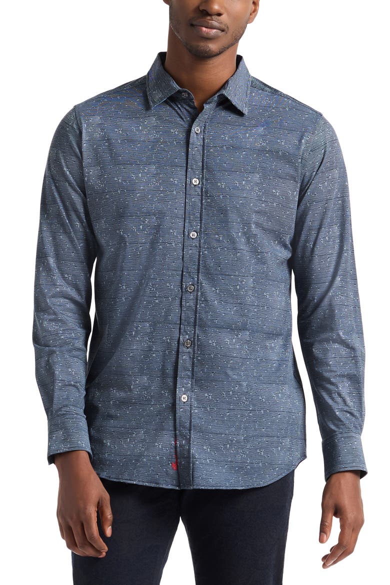 Doyer Knit Button-Up Shirt, Main, color, BLACK