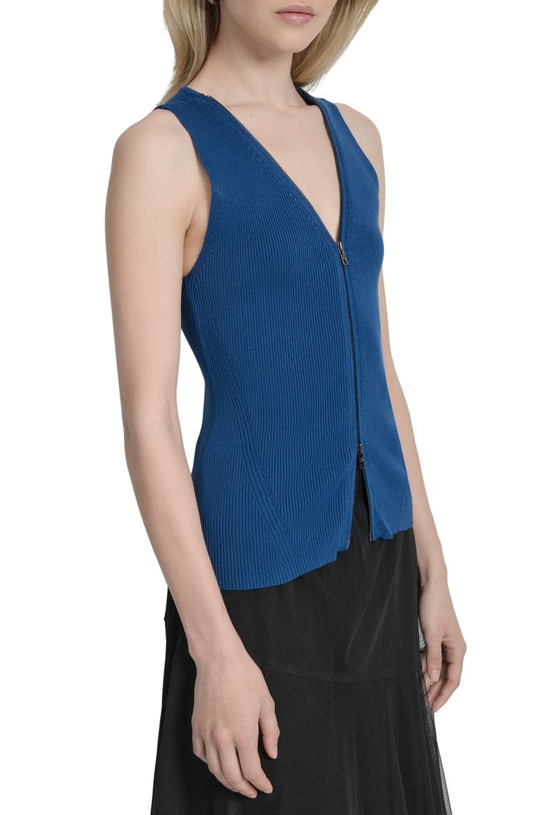 Two-Way Zip Knit Vest, Alternate, color, CADET BLUE