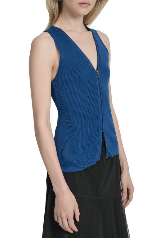 Dkny Front Zip Sweater Vest In Blue