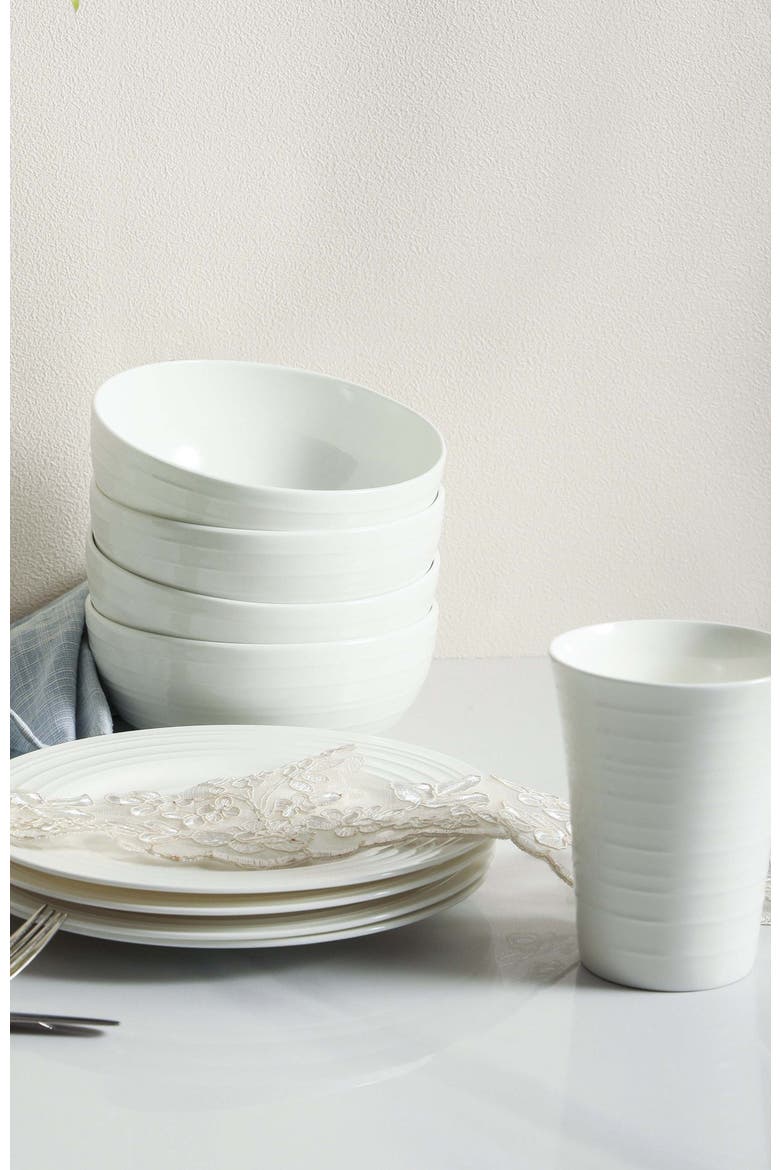 Eleanor Bone China 16-Piec Dinnerware Set, Alternate, color, White